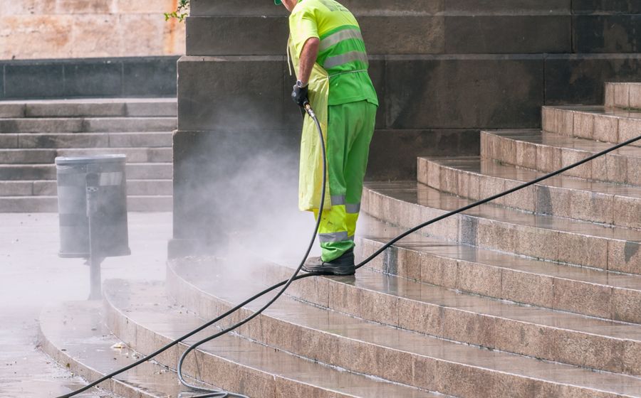 Pressure washing a driveway in Haymarket VA