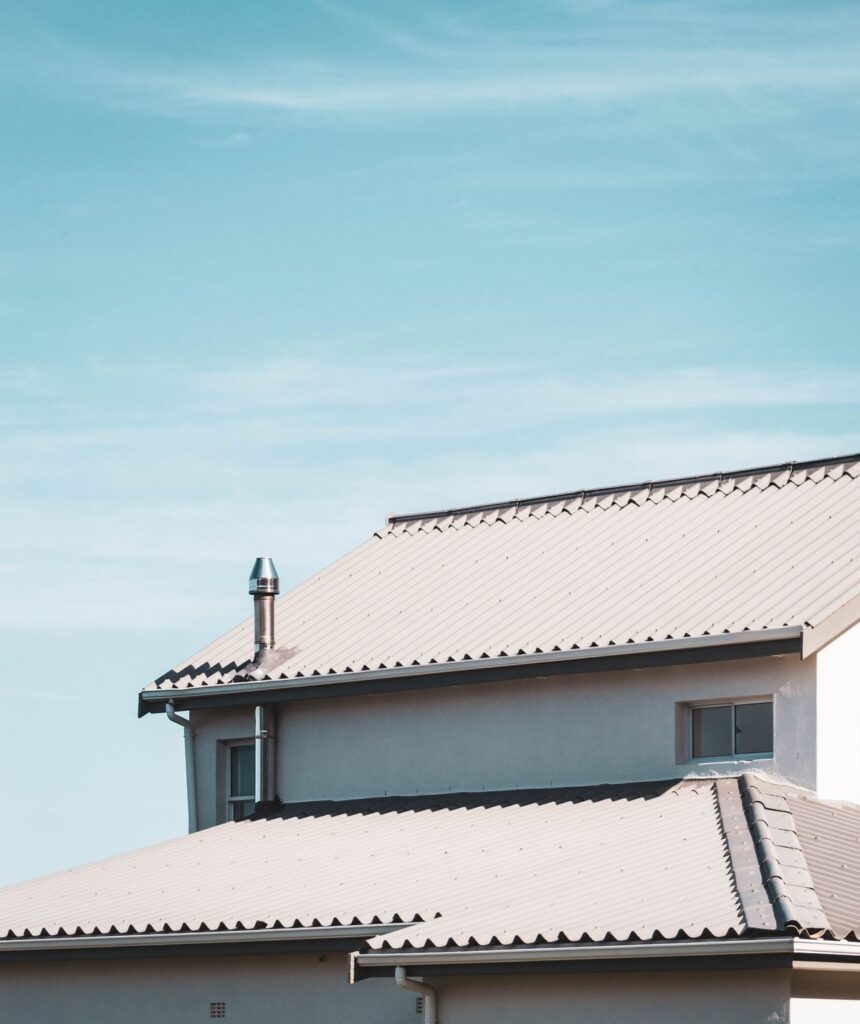 Contemporary house under a blue sky