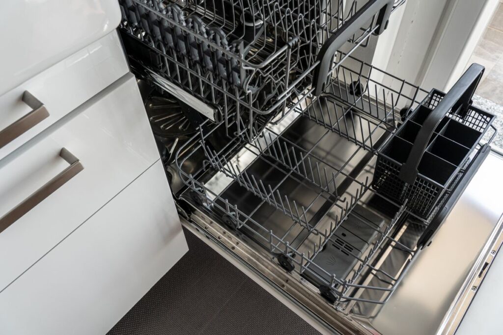 Clean stainless dishwasher in a modern kitchen