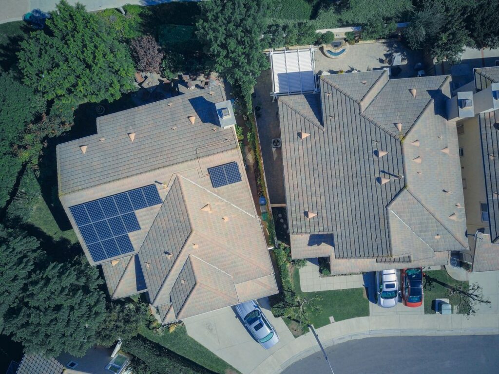 Rooftop solar panels on homes
