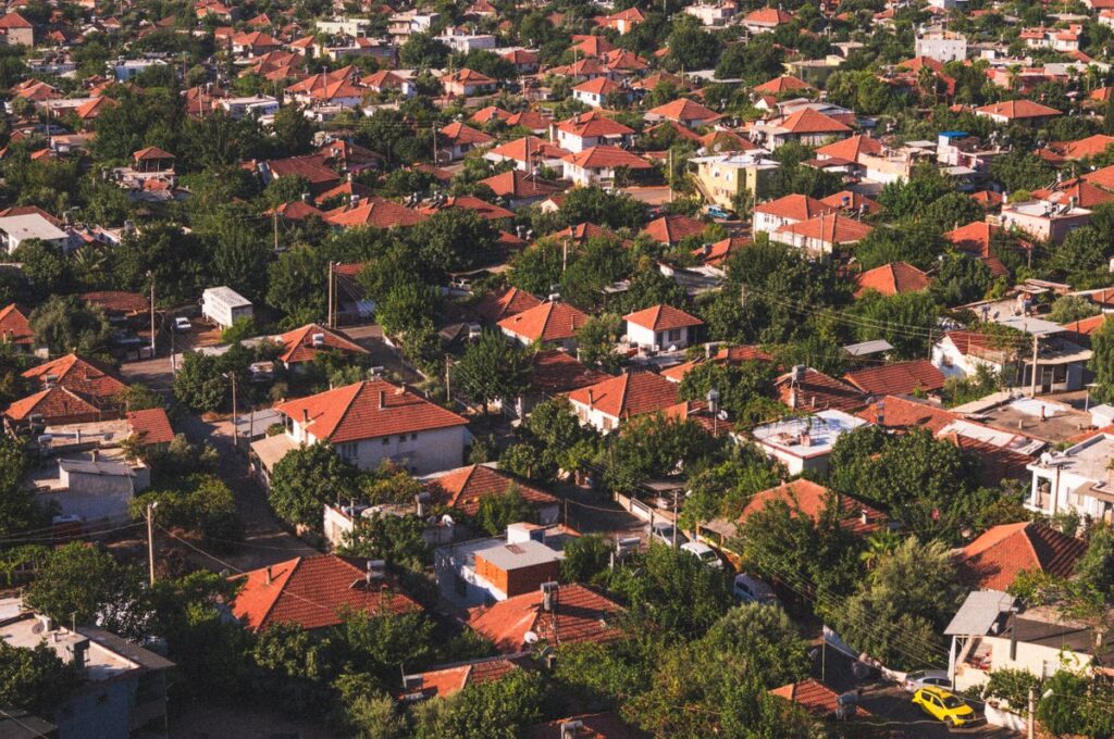 Aerial of a suburban neighborhood
